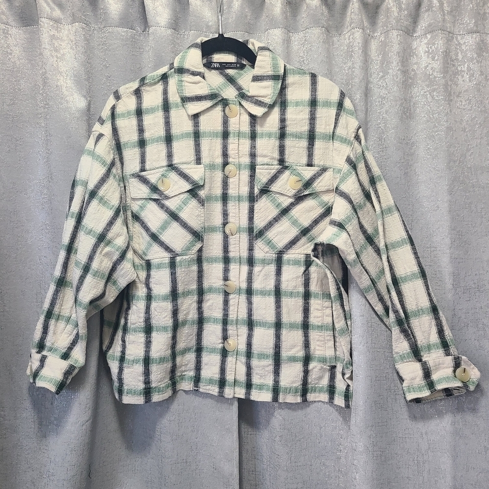 Zara Plaid Button Shacket Small